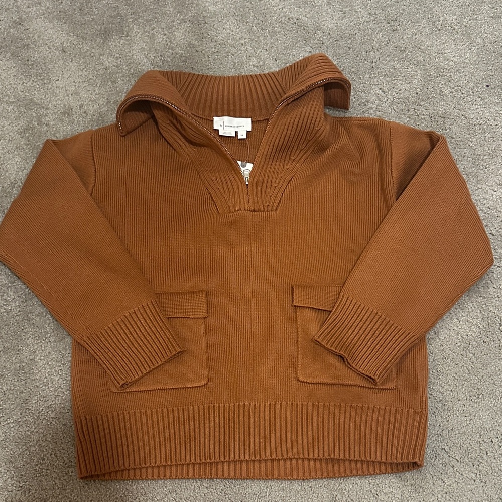 Anthropologie women’s Tan Zip-Up Sweater